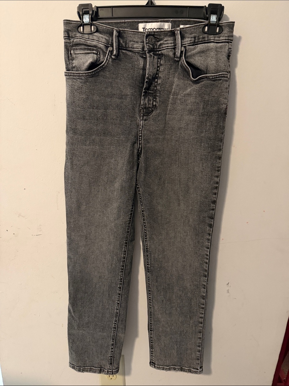 High-Rise Slim Jeans in Gray by